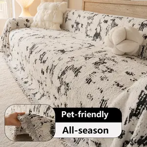 Comfortable Anti-Cat Scratch Sofa Cover, Non-Slip Furniture Protector, Dustproof Sofa Slipcover, All-Season Fabric Couch Sheet for Living Room Decor