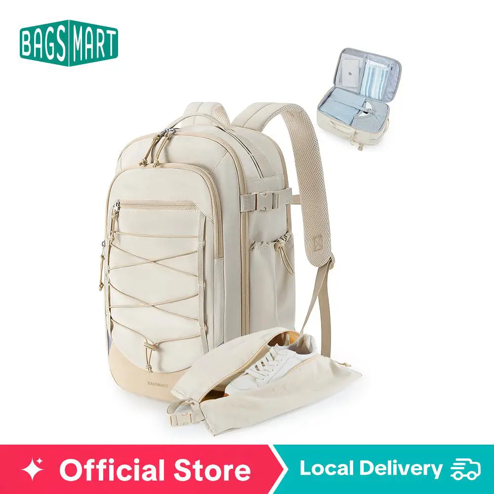 BAGSMART 30L Travel Backpack, 17.3 Inch Carry-On Backpack, Shoe Bag,Waterproof,Airline Certified