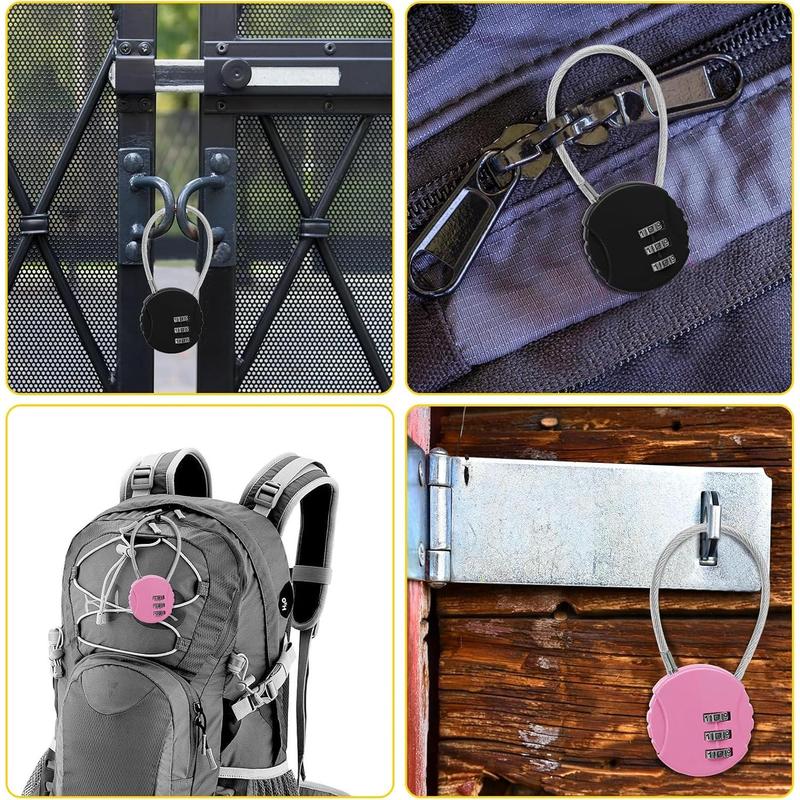2 Pack 3 Digit Combination Lock - Outdoor Waterproof Padlock - Mini Combination Padlock Luggage Lock for School Locker Backpack Travel Toolbox Storage - Pink + Black