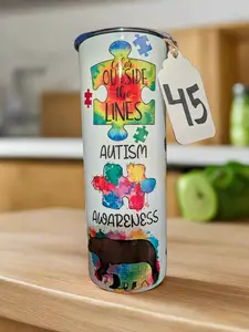#45 Autism Awareness Tumbler - Colorful Stainless Steel Mug for On-the-Go Hydration BPA-Free Leak-Proof Drinkware