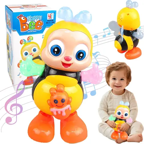 Cute Small Unisex Electric Duck-Bee Shaped Interactive Toys with LED Lights, Music, Sounds, Play Gifts for Toddlers, Boys Toys