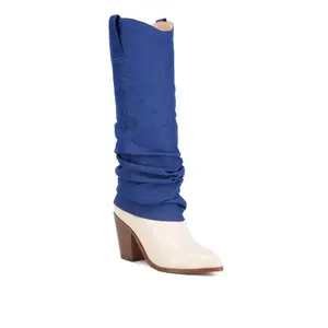 Fab Cowboy Boots With Denim Sleeve Setail