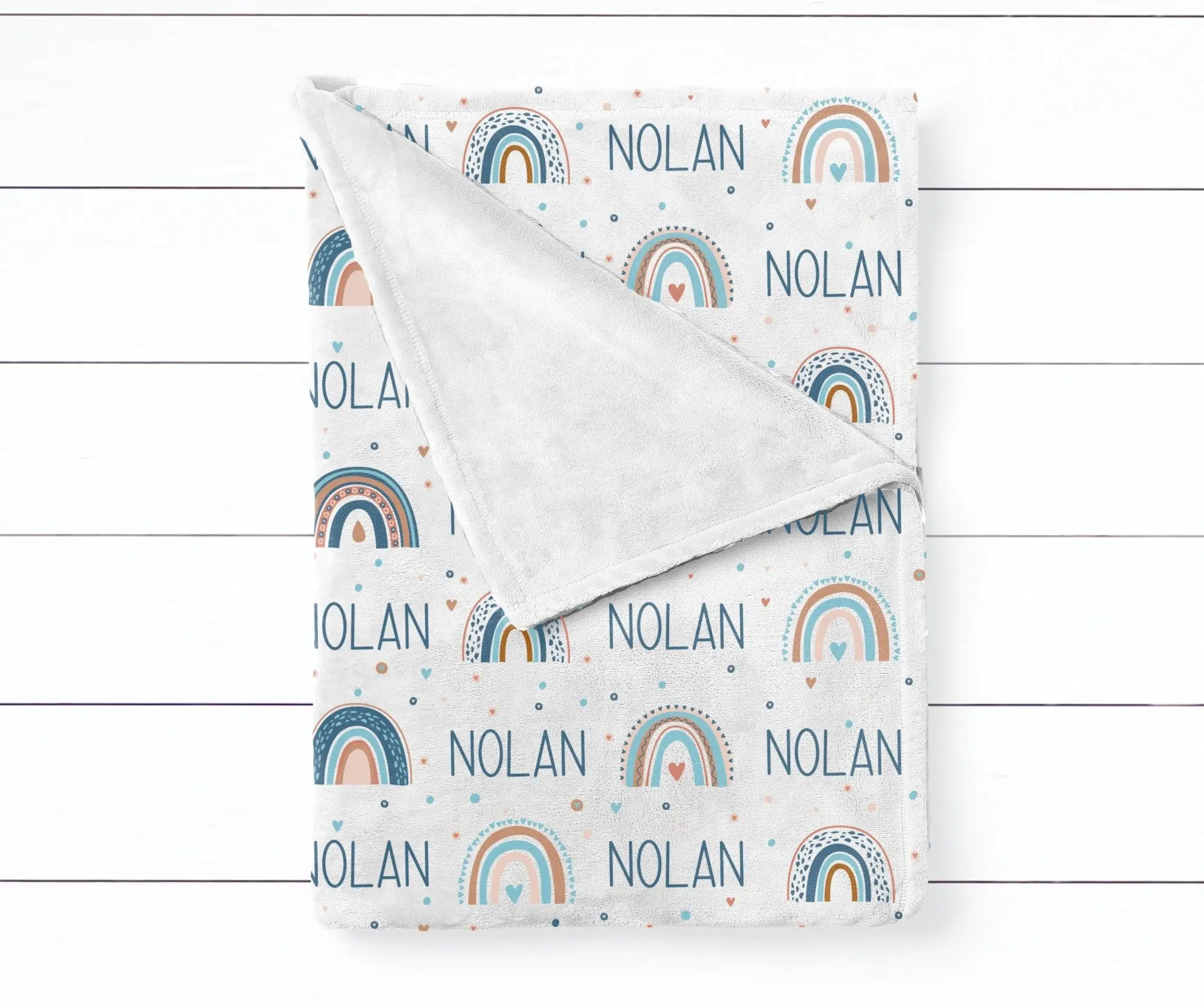 Blue Neutral Rainbow Swaddle Blanket