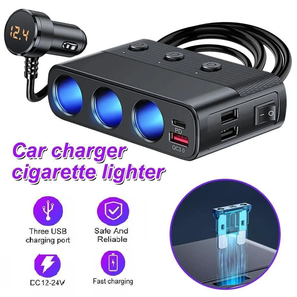 car cigarette voltage Multi-Port Car Charger with LED Voltage Display: 12V-24V Cigarette Lighter Socket Splitter Featuring 3 USB Charging Ports car cigarette voltage Multi-Port Car Charger with LED Voltage Display: 12V-24V Cigarette Lighter Socket Splitter Featuring 3 USB Charging Ports