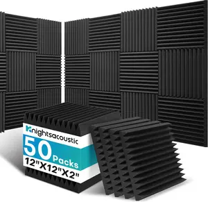 Acoustic Foam Panels (50 Pack) – Studio Soundproofing Tiles 12” x 12”