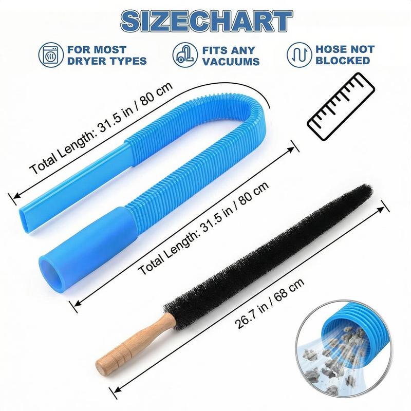 Dryer Vent Cleaner Kit Compatible with Most Vacuum Cleaner, Dryer Lint Brush and Vacuum Hose Attachment with Universal Connector, Quickly Lint Remover