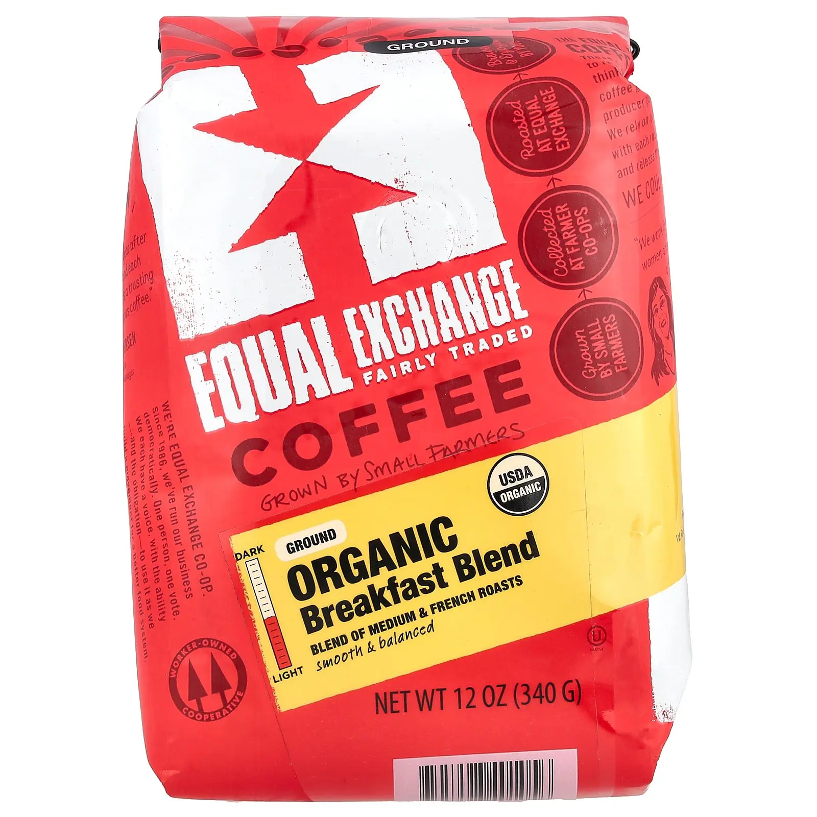 Equal Exchange Organic Coffee, Breakfast Blend, Ground, Medium & French Roasts, 12 oz (340 g)