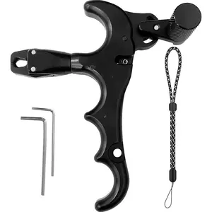 360 °   Rotatable 3 or 4-Finger Bow Release for Compound Bow Thumb Bow Release Trigger Archery Release Aid with Automatic Jaw Closure and Adjustable Sensitivity