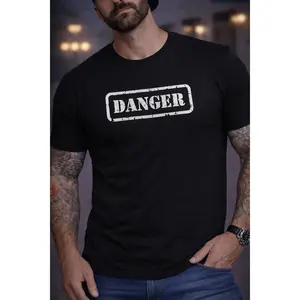 Danger Label Graphic Unisex T-Shirt, Cut-off