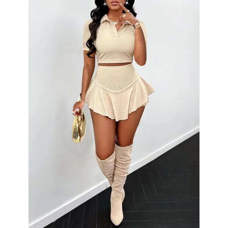 Women's High Waist Solid Top & 2 in 1 Skirt Set Slim Fit Cozy Athletic Outfits for Daily Outdoor Wear All Seasons track dress