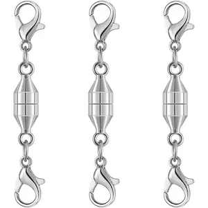 Magnetic Necklace Clasps and Closures,925 Silver Magnetic Clasp Converter, Jewelry Making Supplies, Chain Extender Connector (3silvery)