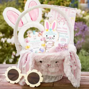 Easter Basket Stuffers for Girls – Hair Accessories Set with Plush Bunny Ear Headband, Ties, Clips & Sunglasses.Adorable Gifts for Toddler & Kid Ages 1-3, 3-5, 5-7, 6-8.Complete Bunny Fun!