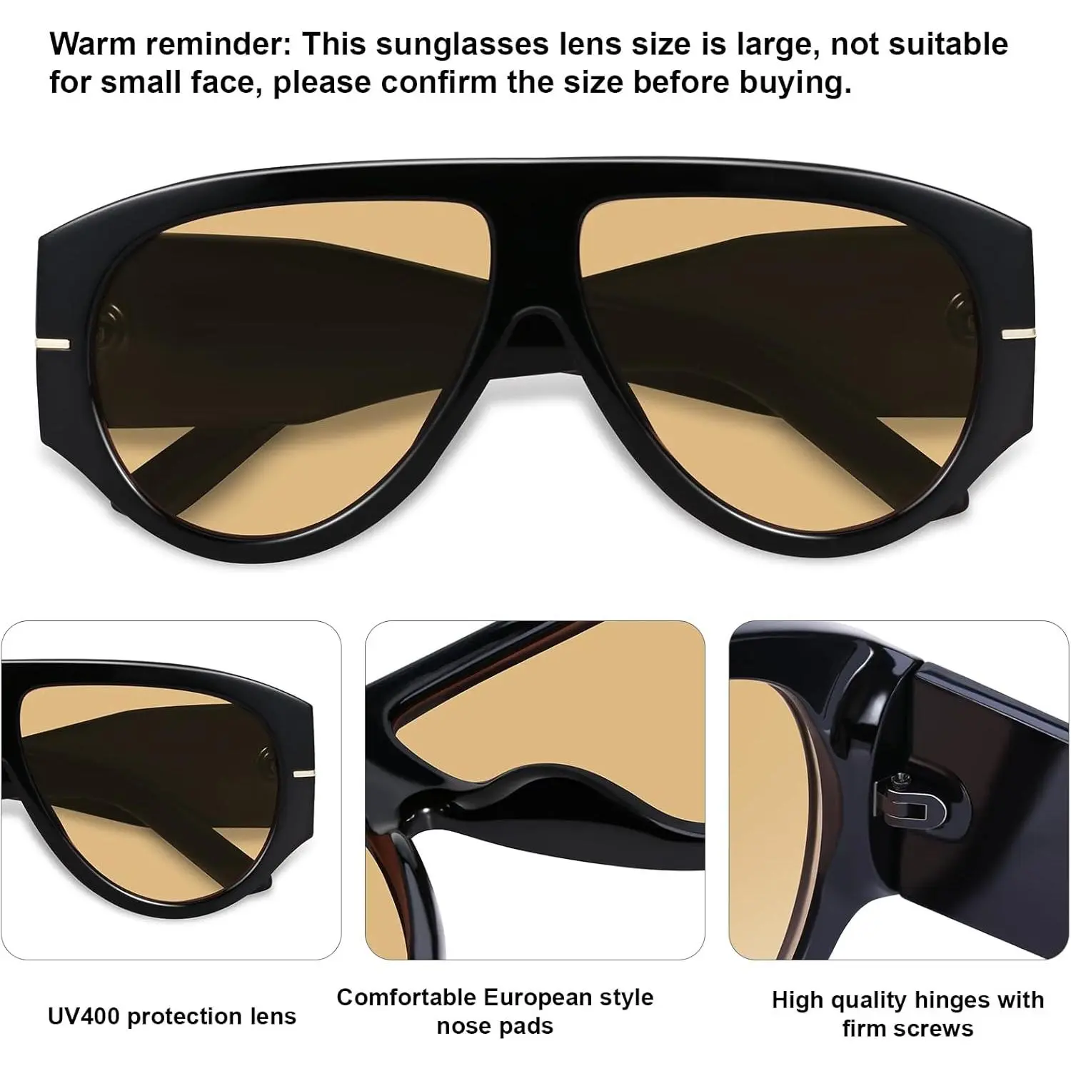 Oversized Retro Aviator Sunglasses Classic Vintage UV Protection Amazon.com: AENMTU Trendy Retro Aviator Sunglasses with Side  main image 2