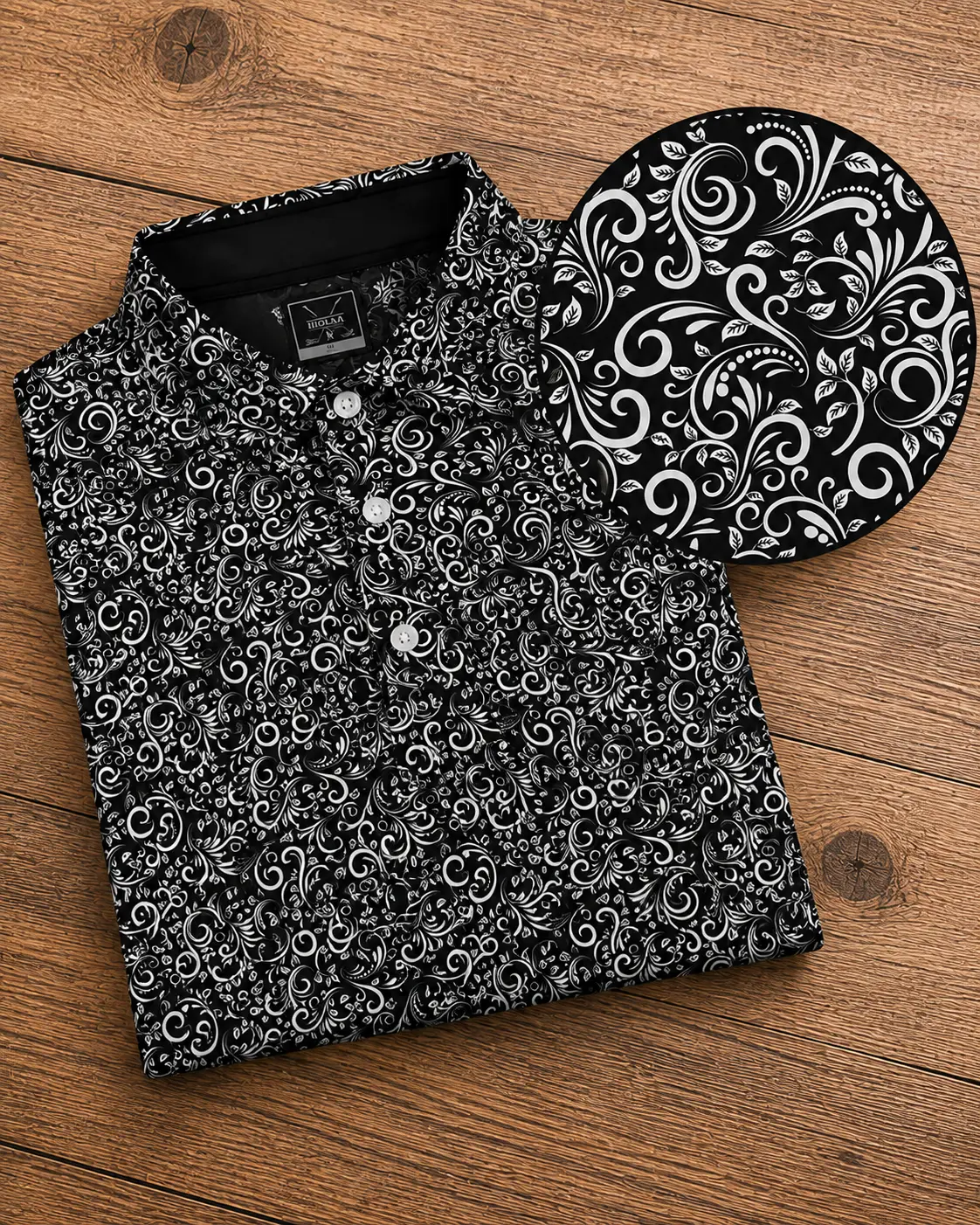 DEOLAX Brand - Paisley Polo - Black. Gifts for men