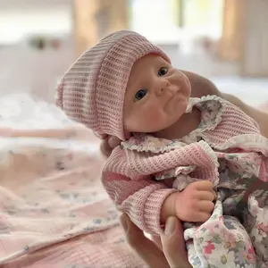 Otarddolls 13 Inch Coco Solid Silicone Reborn Girl Doll With Handmade Painted Skin Soft Touch Feeling Waterproof Lifelike Newborn Baby Girl Doll For Family's Gift