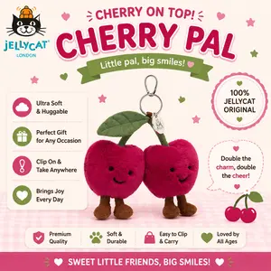Cherry Pal – Jellycat Plush Keychain, Little Pal Big Smiles
