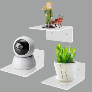 3 Pack Small Floating Shelves - 4''  Mini Wall Shelf for Bedroom, Bathroom, Living Room, Office (2 Types of Installation