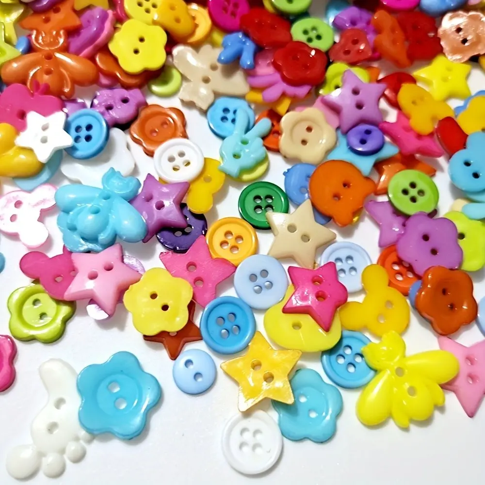 Random Mixed Plastic Buttons 30g/pack, Hole-Drilled Sewable, Home Sewing, DIY Craft Supplies, Clothing Decorations, Button Accessories