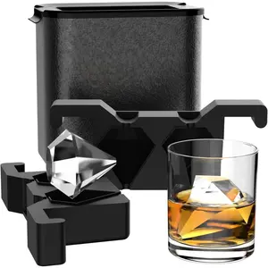Crystal Clear Ice Ball Maker, 4 Cavity Large Clear Ice Balls Form, 2.5” Round Ice Sphere Trays for Whiskey, Cocktail, Brandy, Bourbon