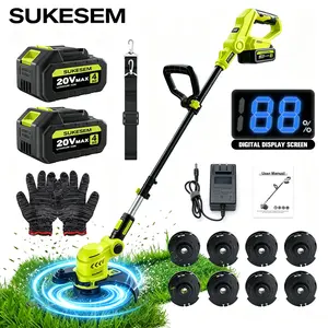 SUKESEM Cordless Weed Wacker, 12-In Lawn Mower & 3-in-1 Garden Tool (Mower, Trimmer, Edger), 24000 RPM Battery Powered Grass Cutter with 4.0Ah Battery & Fast Charger, 90° Rotatable Head, 8 Spools & Shoulder Strap for Yard