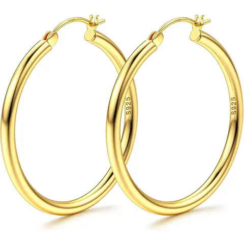 Milacolato Chunky Hoop Earrings 3mm to 70mm Sizes, Hypoallergenic Lightweight Unisex Earcuffs, Earring for Women for Daily Wear