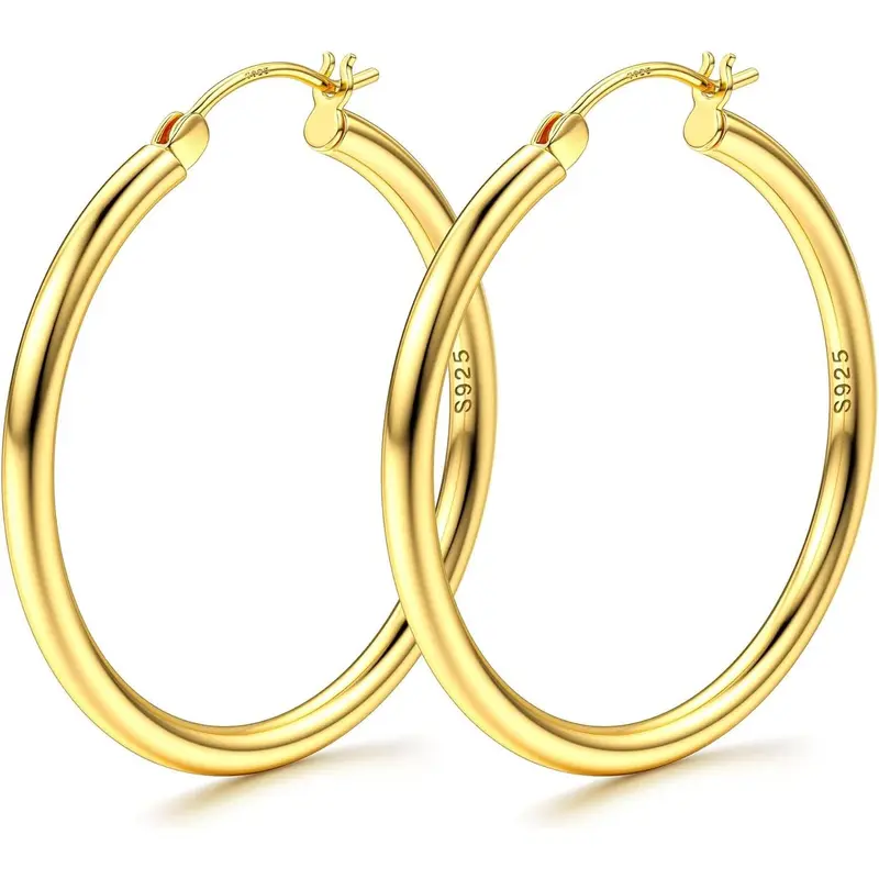 Milacolato Chunky Hoop Earrings 3mm to 70mm Sizes, Hypoallergenic Lightweight Unisex Earcuffs, Earring for Women for Daily Wear