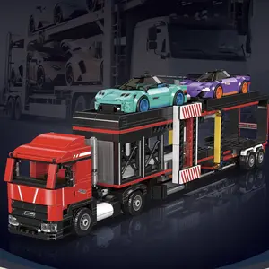 Racing Car Transporter Building Toy Set, 997 Pieces, City Car Transport Truck Model Display, Semi-Truck with Loading Ramp, Suitable for 14+, Building Block Sets