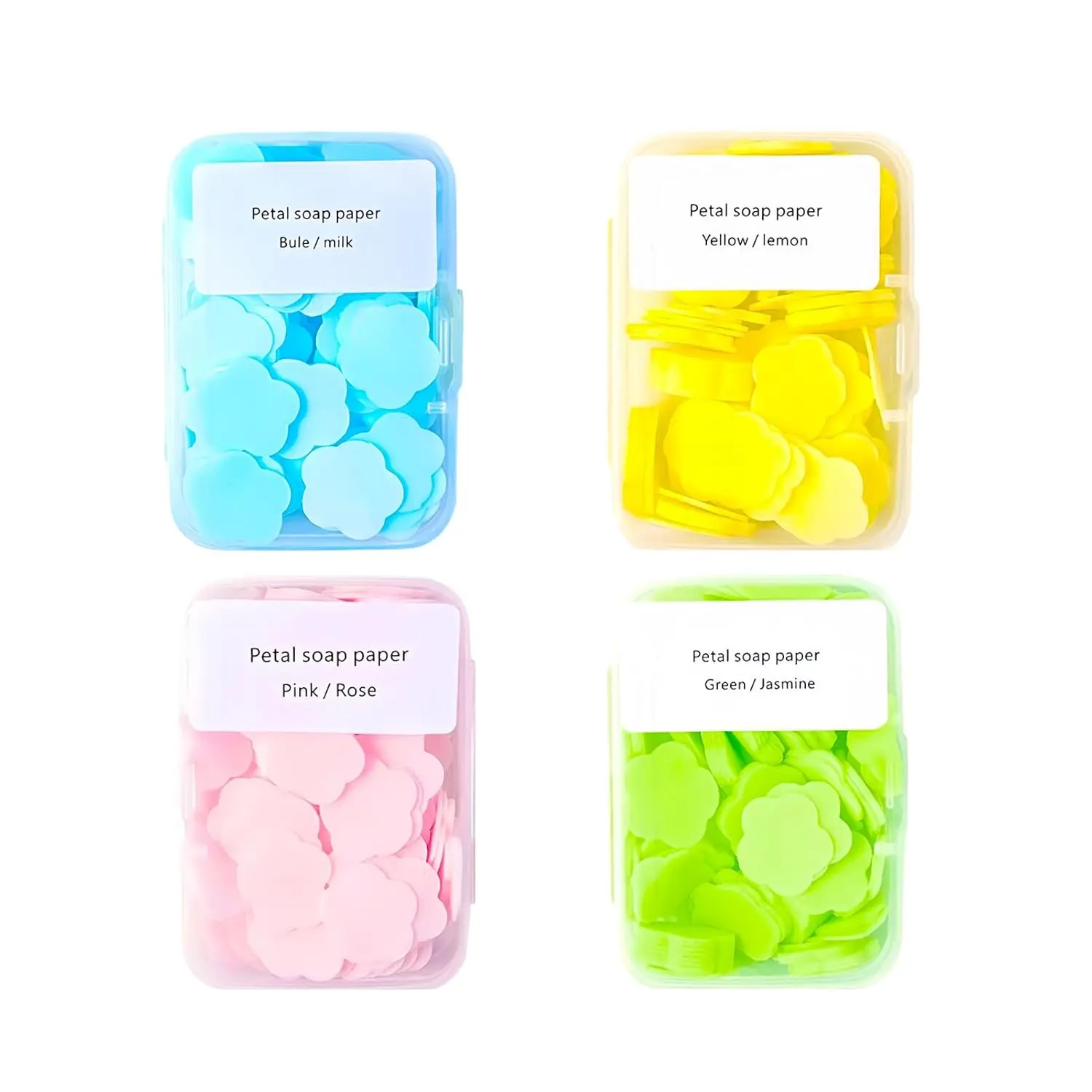 4 Boxes Paper Soap Sheets, 4 Fragrances Mini Portable Disposable Petal Hand Soap, Dissolvable Travel Handwashing Soap Sheets for Outdoor, Camping, Hiking, Travel, Daily Personal Care