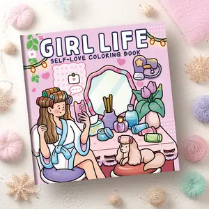 1PC Daily Coloring Book for Girls, with Thick Premium Paper, Cute Home and Travel Patterns, Mood-Relaxing Doodle Book, Great for Family Weekend Fun, Children's Art Education Coloring, Perfect Valentine's Day Gift, Adult Coloring Book