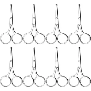 8 Pack Small Round Tip Scissors - Professional Grooming for Hair, Eyebrows, Nose Hair & Mustache