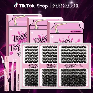 PURELEOR Lash Clusters Kit Individual Lashes D-Curl Eyelash Extensions 10-16mm DIY at Home High Quality Soft Fiber Cruelty-Free Easy to Wear & Remove