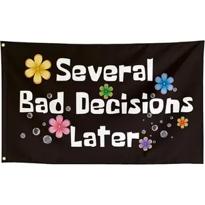 60in x 40in Tapestry Several Bad Decisions Later Funny Cool Flags Meme Flags Banner FT Room Guys Girls College Dorm Bedroom Frat Man Cave Wall Art Hangings Blackfunny tapestry poster  home decor banner wall art bedroom accessories hanging gift