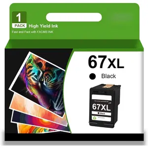 Printer Ink 67XL 67 Black Ink  for  Ink 67 Black Ink Remanufactured for DeskJet 2700 2700e 2755e 2755 4155e Envy 6055e 6055 6000 6400 6455e 6475 6452 6458 (1 Pack)