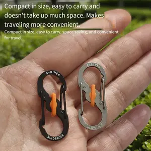 Small Stainless Steel Lockable Fast Hook Mini Anti-Theft S Hook Key Holder Travel Bag Buckle, Durable Secure Accessory