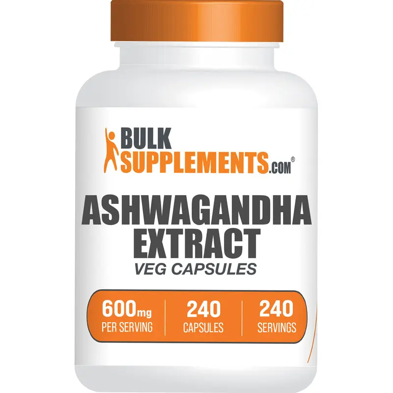 BulkSupplements Ashwagandha Pure Extract Capsules - Stress Reliever, Vegetarian, Vegan, Selfcare Dietary Supplement - 600mg per Serving, 240 Veg Caps, Sleep Cycle Support