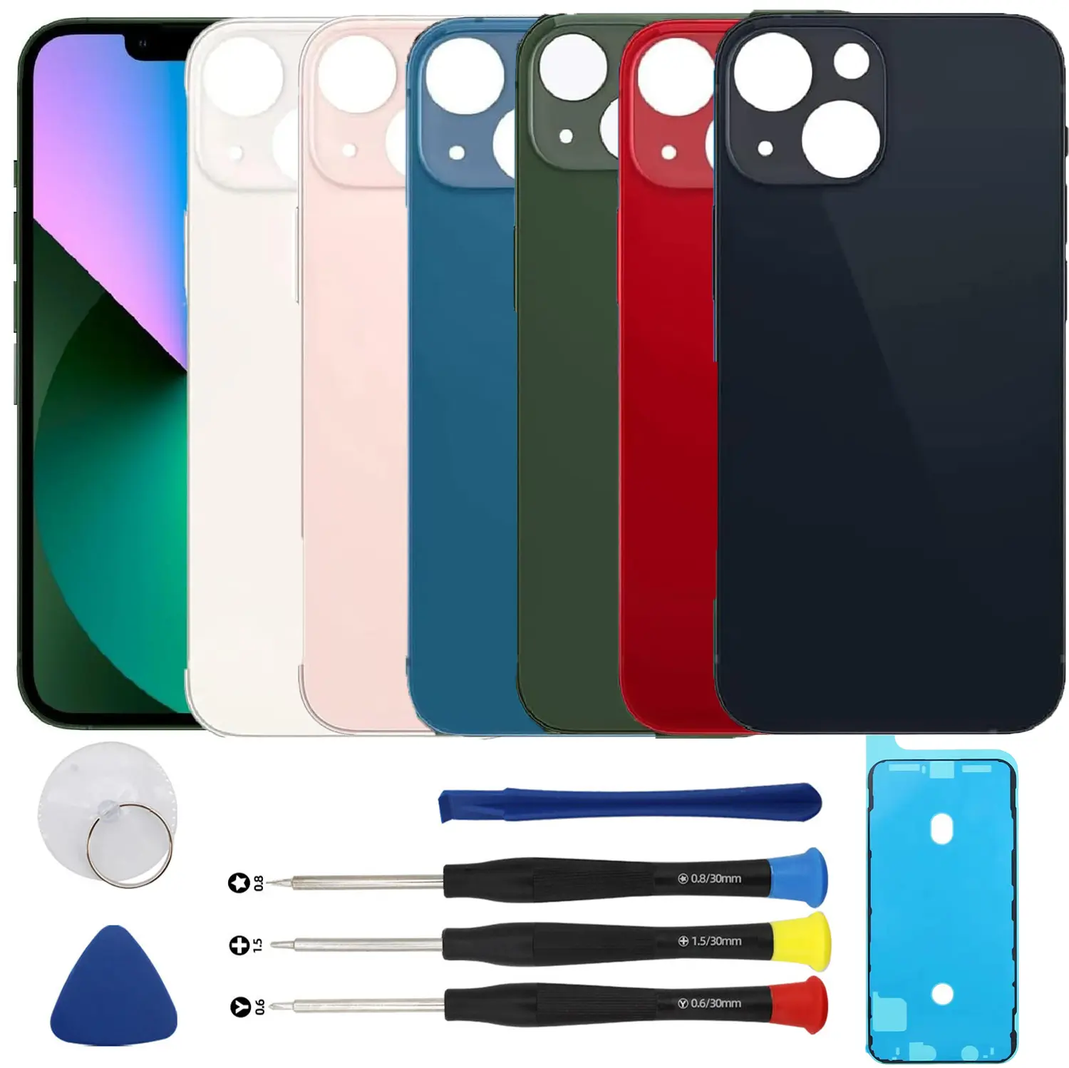 Rear Back Glass Replacement for iPhone 13 Mini with Reparing Tool Kit and All Necessary Parts