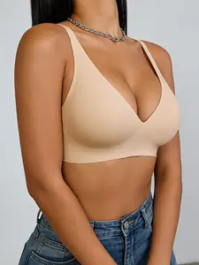 Women’s seamless bra—no underwire, comfortable push-up bralette, buttery soft wireless design, full coverage for sports and everyday wear; fits up to 40DD. For girls; great gift.