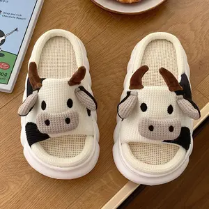 Cartoon Cow Cotton Slippers Cute Plush Animal Slippers Winter Indoor Outdoor Slippers Shoes Springfresh