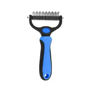 Pet Dematting Undercoat Rake for Long-Haired Dogs & Cats, Double-Sided Grooming Comb for Loose Fur and Light Tangles, Routine Pet Coat Care Tool