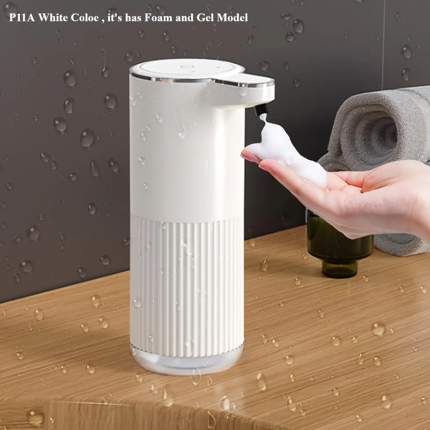 Automatic Motion Sensor Soap Dispenser, Electric Foam Hand Washer with Wall-Mounted and Desktop Models, Ultra-Beautiful Wave Pattern Bottle, 12.17oz Capacity, Time (0.3/0.8/1.5/2.0 Seconds), 0.25 Second Delay, Suitable for Ho mouthwash dispenser