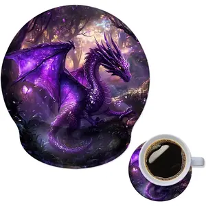 Pad with Wrist Support,   Pad with Memory  Wrist Rest Cushion, Non-Slip Rubber Base Gaming Mice Pad for  Office  Laptop,Dragon
