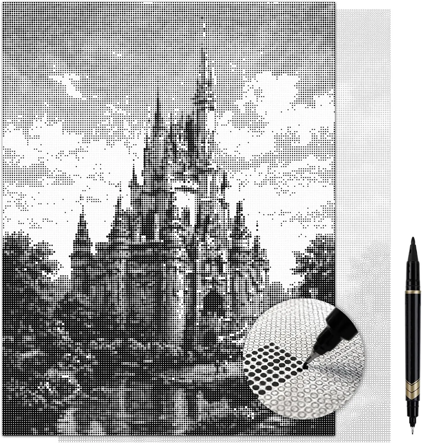 The Magic Castle Dot Painting Kit for Adults — 13×17 Canvas with Dual-Tip Marker
