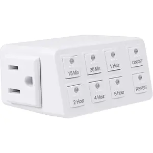 BN-LINK Indoor Countdown Timer with Repeat Function, Heavy Duty Accurate Compact Size for Charger Vacation Security, 3-Prong Grounded Outlet, 15A/1875W ½ HP ETL Listed