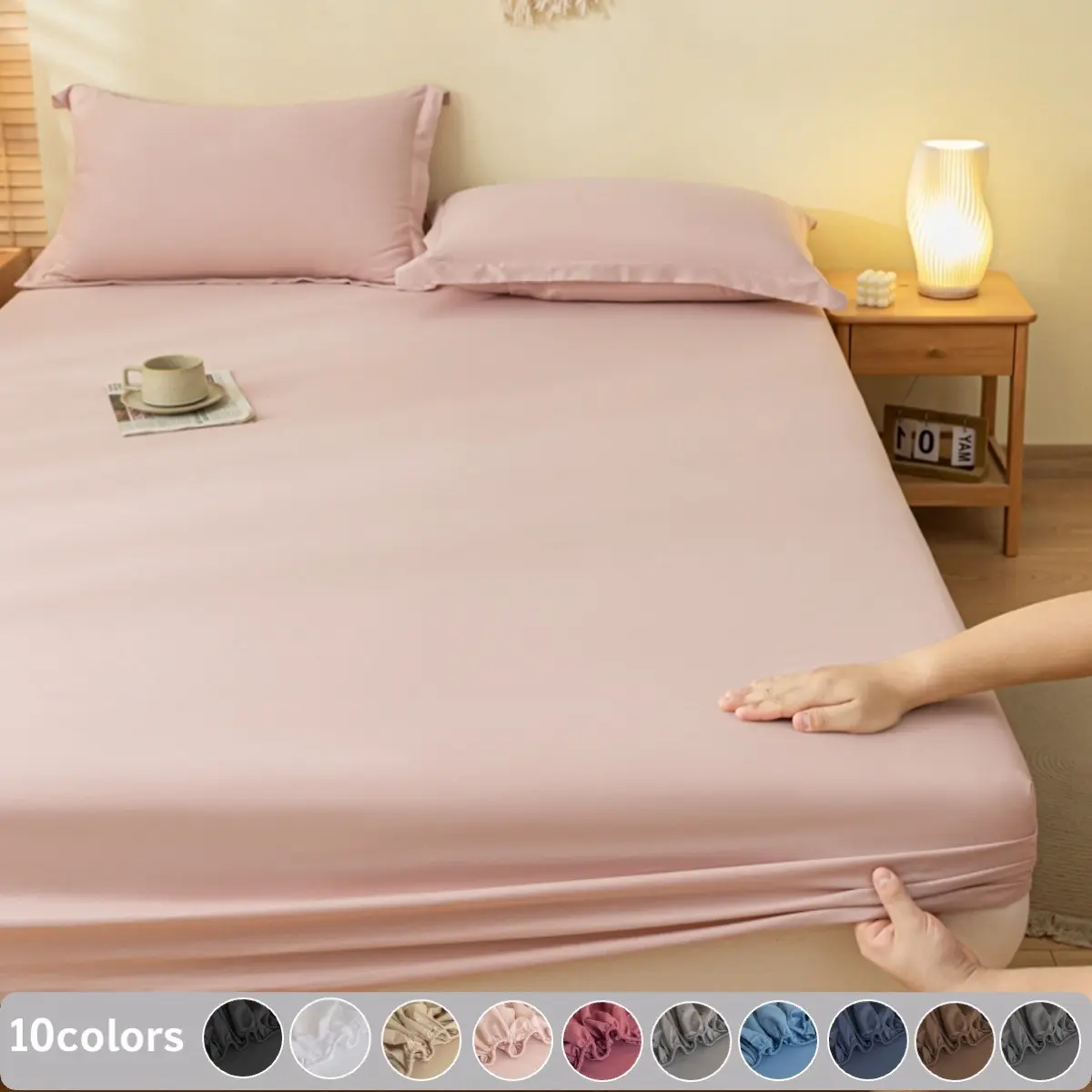 3pcs Solid Fitted Sheet Set, Stretch Non-Slip Mattress Protector, Breathable Bedding, Skin-Friendly Knitted Fabric for Bare Skin Comfort and Cooling, Deep Pocket Fits Multiple Mattresses, Breathable Sheets