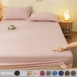 3pcs Solid Fitted Sheet Set, Stretch Non-Slip Mattress Protector, Skin-Friendly Knitted Fabric for Bare Skin Comfort, Breathable and Cooling, Deep Pocket Fits Multiple Mattresses