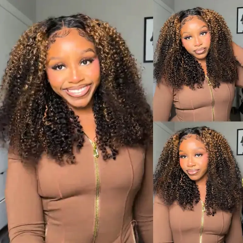 【Upgraded 7x6 Lace】SPOU HAIR Ready To Go 1B/30 Color Kinky Curly Short Bob Human Hair Wigs Side Part Glueless Pre Cut Lace 7*6 Lace Closure Wig Pre-plucked Natural Hairline Beginner Friendly #TikTokShopHolidayHaul#springfresh#TikTokShopJumpstartSale