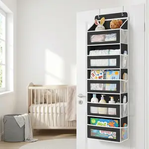 Over-the-Door Organizer, 5-tier space-saving hanging storage rack with large pockets, heavy-duty construction and anti-tilt design, 44 lb capacity; door organizer for bedroom, bathroom, pantry, dorm, nursery; storage for clothes, diapers, and wet wipes.