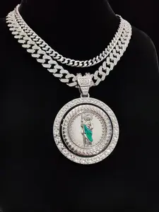 Hip Hop Style Cuban Chain Necklace & St. Jude Pendant Necklace, 2 Counts Fashion Jewelry for Men Women for Party, Daily Decor, Trendy All-match & Exquisite Jewelry for Birthday Gift,  Charm Necklace, Cuban Link Chain