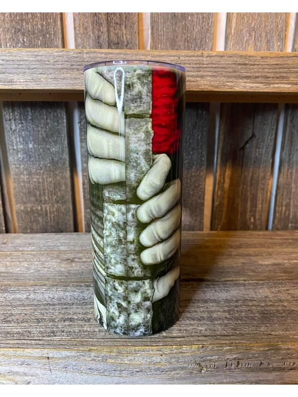 Penny Wise - It Clown - It Movie - Face and Fingers ~ 20oz Skinny Sublimation Tumbler - Amy's Tumbler Junkies - Your Favorite Tumbler Shop!