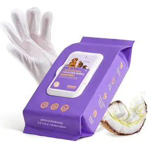 Cleaning & Deodorizing Bathing Wipes for Dogs and Cats, Nourish  Coconut Oil  Wipes for /,  Bathing Gloves Wipes for Daily Care and Traveling,